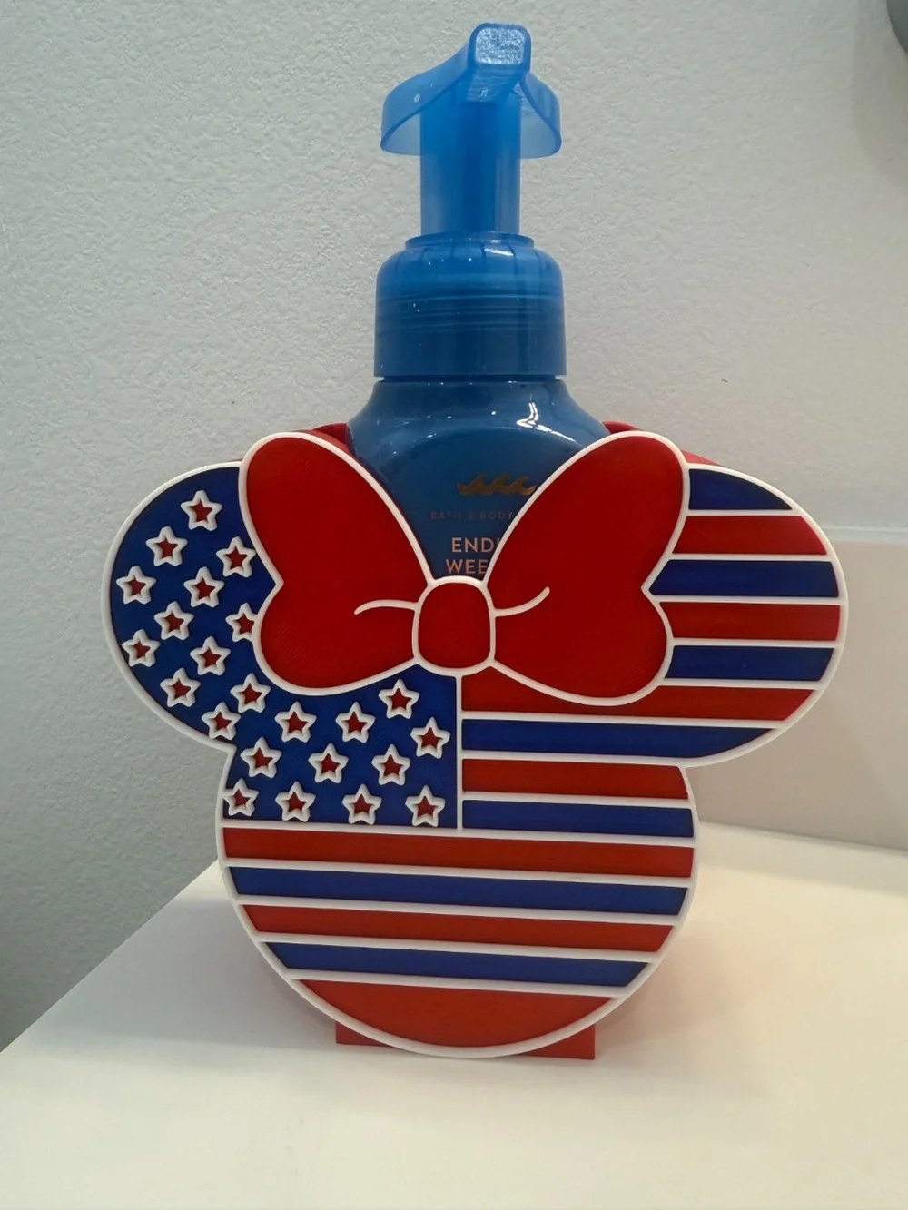 Kids Blue Foaming Hand Soap with Patriotic Minnie Bow Holder